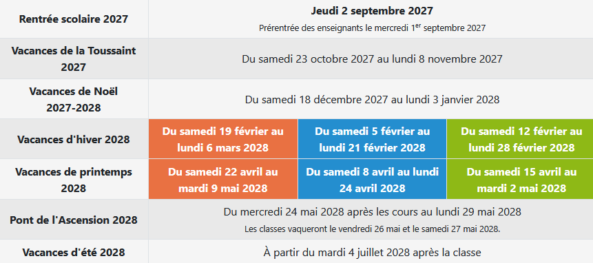 Vacances 2028